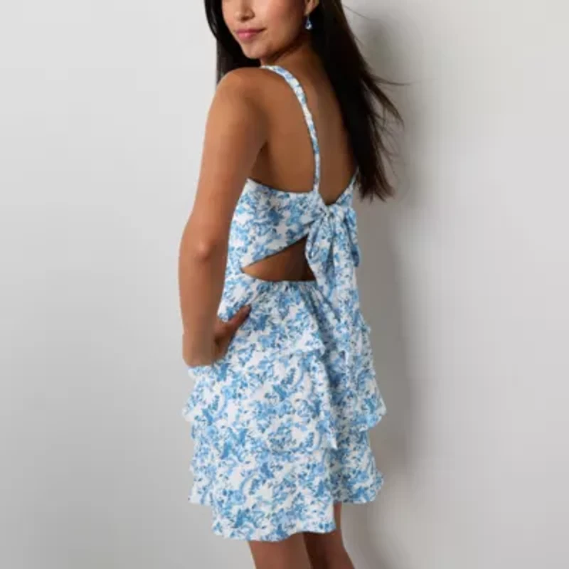 by&by Womens Juniors Sleeveless Floral Fit + Flare Dress