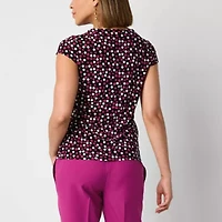 Black Label by Evan-Picone Womens Cowl Neck Short Sleeve Blouse