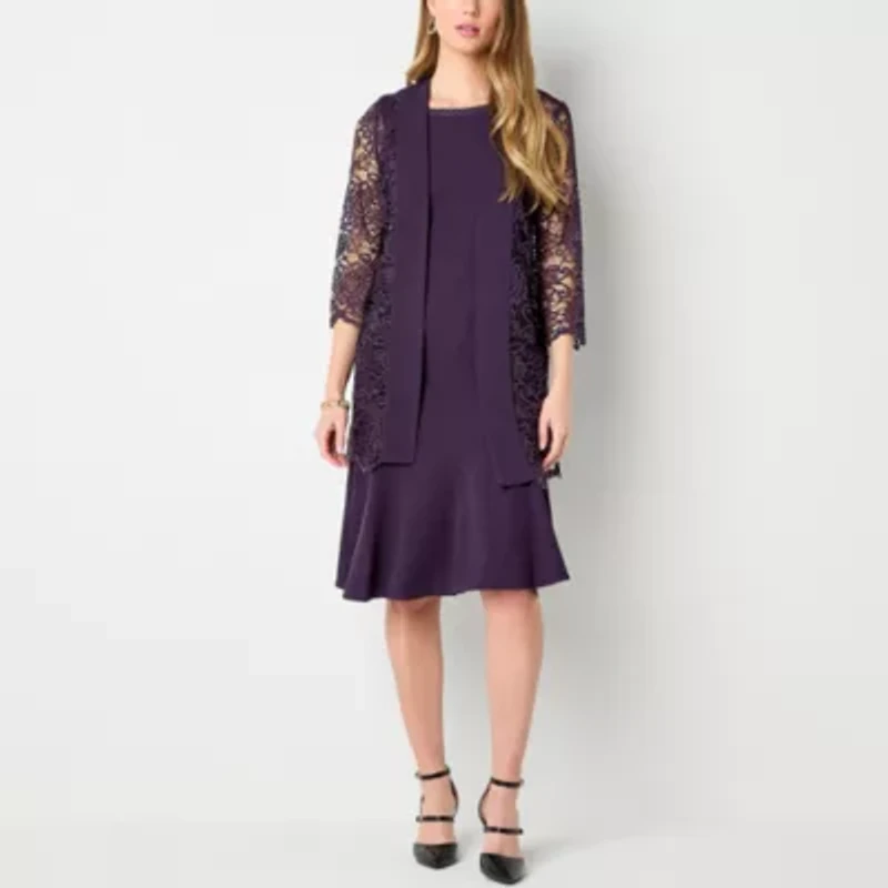 Maya Brooke Womens Embellished Jacket Dress