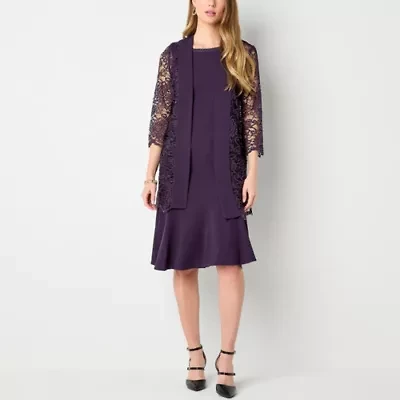 Maya Brooke Womens Embellished Jacket Dress