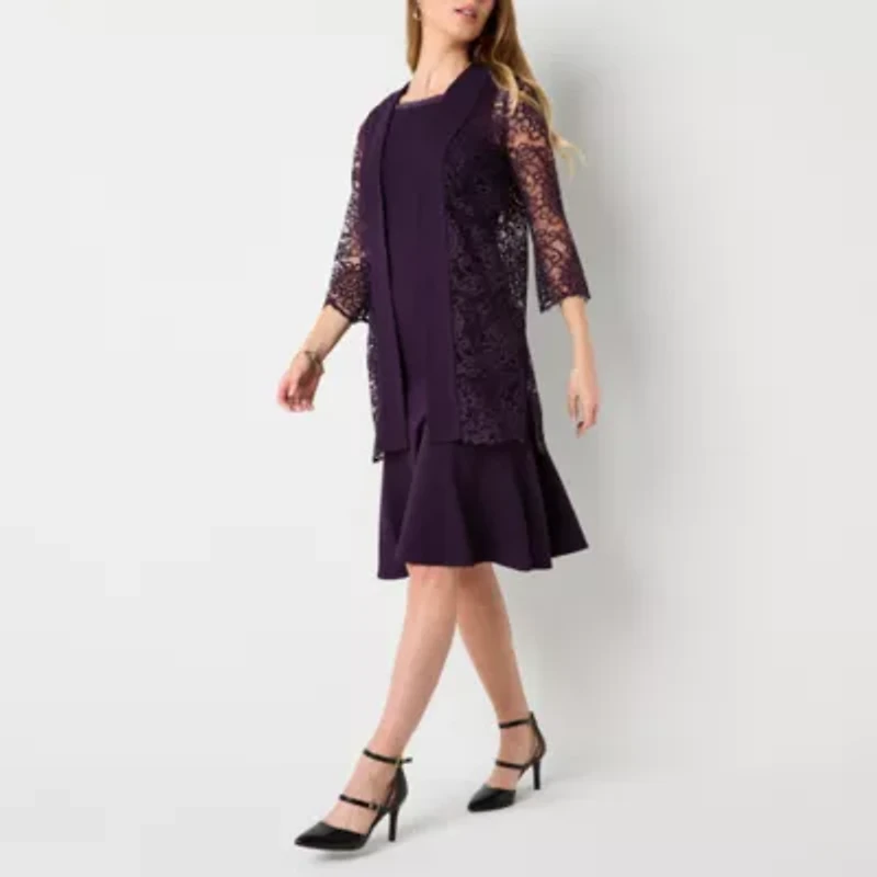 Maya Brooke Womens Embellished Jacket Dress