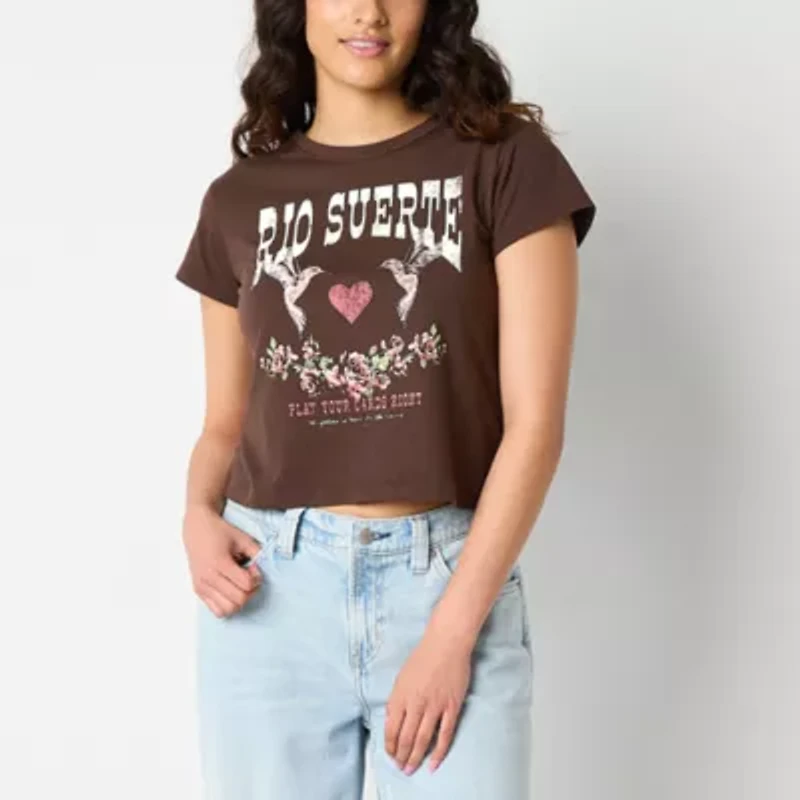 Arizona Womens Short Sleeve Juniors Graphic T-Shirt