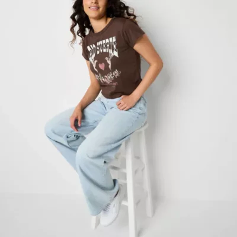 Arizona Womens Short Sleeve Juniors Graphic T-Shirt