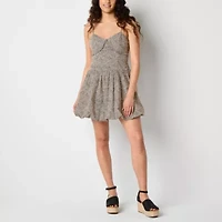 Arizona Bubble Hem Womens Sleeveless Cheetah Babydoll Dress Juniors