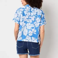 a.n.a Soft Drape Womens Short Sleeve Blouse