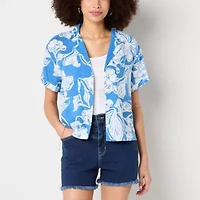 a.n.a Soft Drape Womens Short Sleeve Blouse