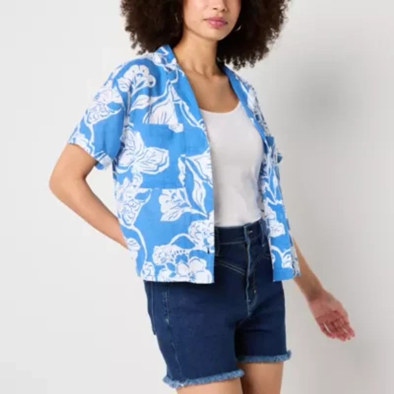 a.n.a Soft Drape Womens Short Sleeve Blouse