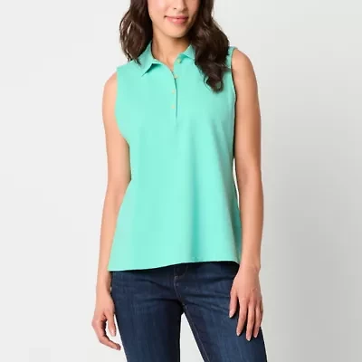 St. John's Bay Womens Sleeveless Polo Shirt