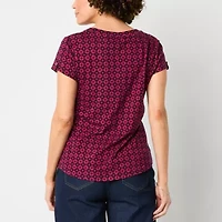 Liz Claiborne Womens V Neck Short Sleeve T-Shirt