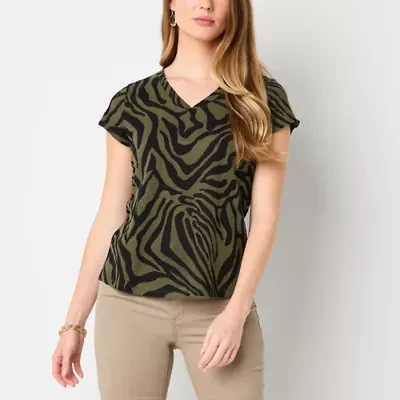 Liz Claiborne Womens V Neck Short Sleeve T-Shirt