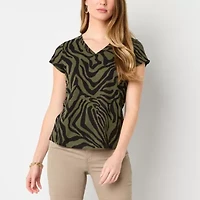 Liz Claiborne Womens V Neck Short Sleeve T-Shirt
