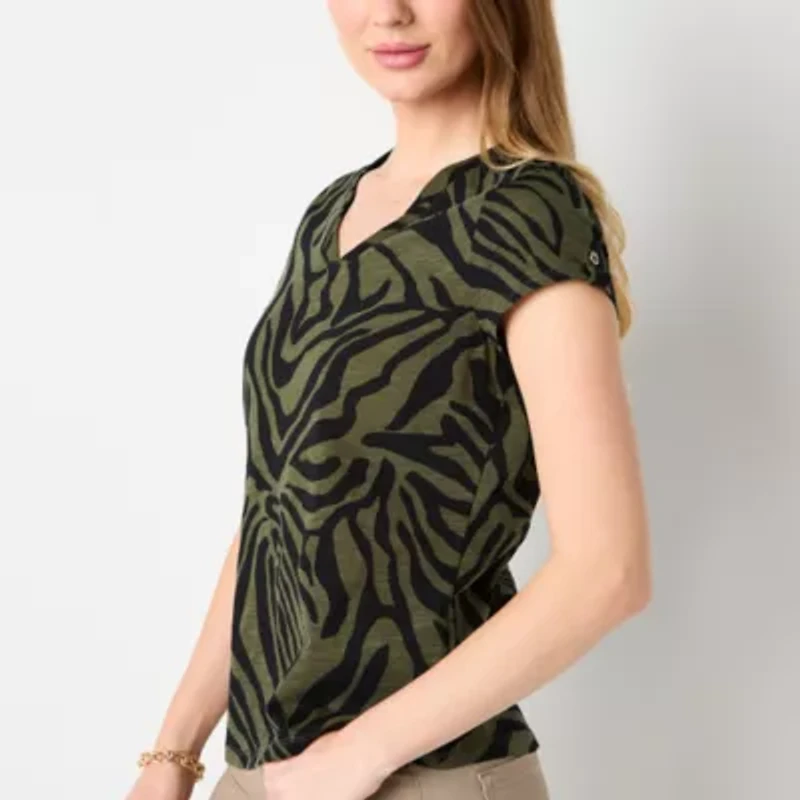 Liz Claiborne Womens V Neck Short Sleeve T-Shirt