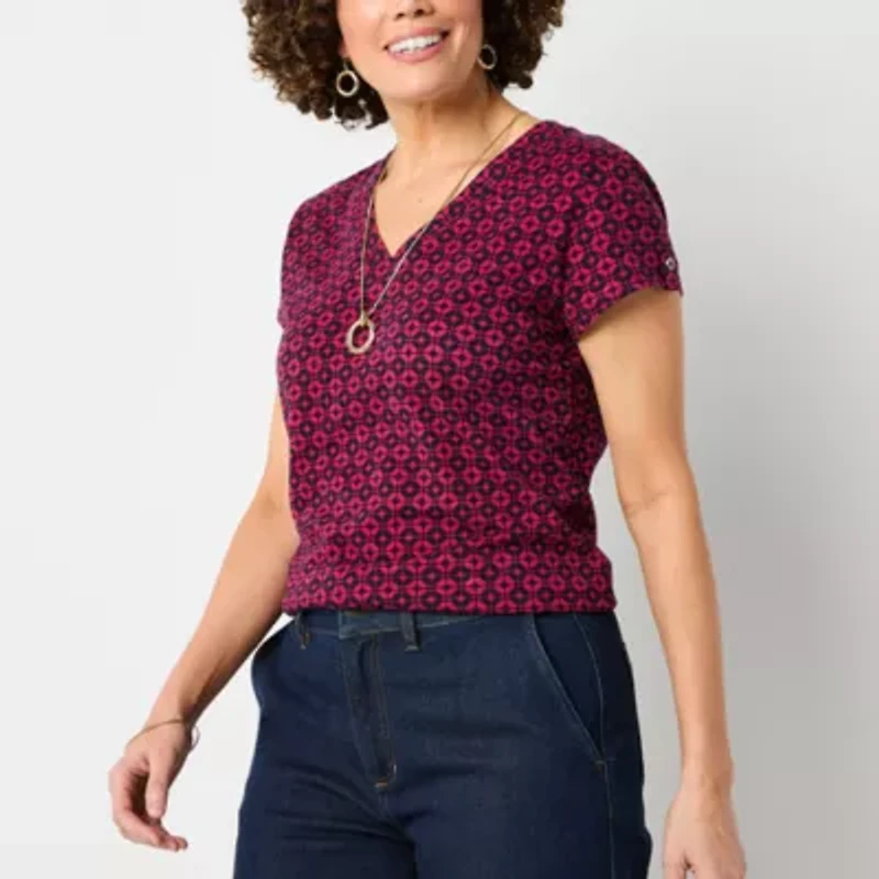 Liz Claiborne Womens V Neck Short Sleeve T-Shirt