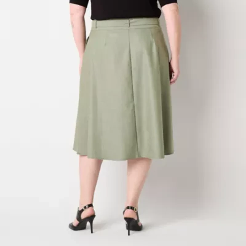 Liz Claiborne Womens Belted Plus Wrap Skirt