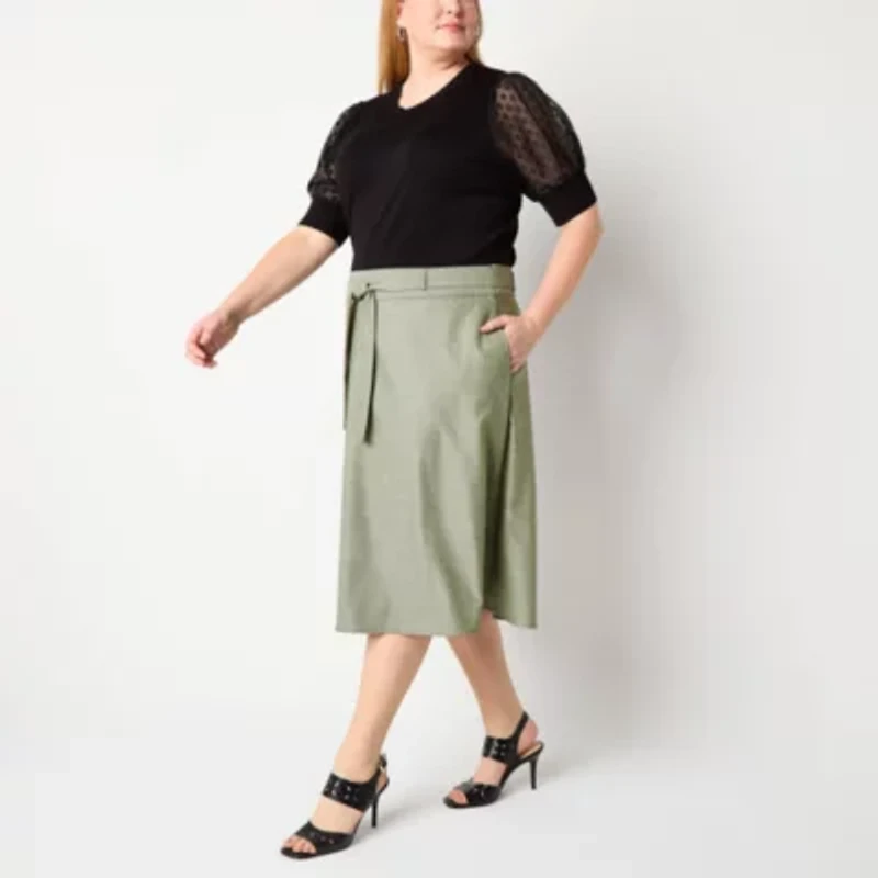 Liz Claiborne Womens Belted Plus Wrap Skirt