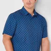 Stylus Mens Short Sleeve Fitted Classic Fit Big and Tall Button-Down Shirt