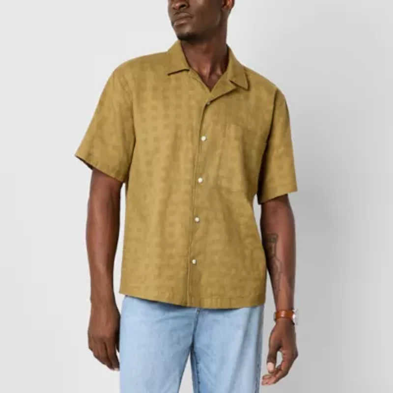 mutual weave Mens Easy-on + Easy-off Short Sleeve Adaptive Camp Shirt