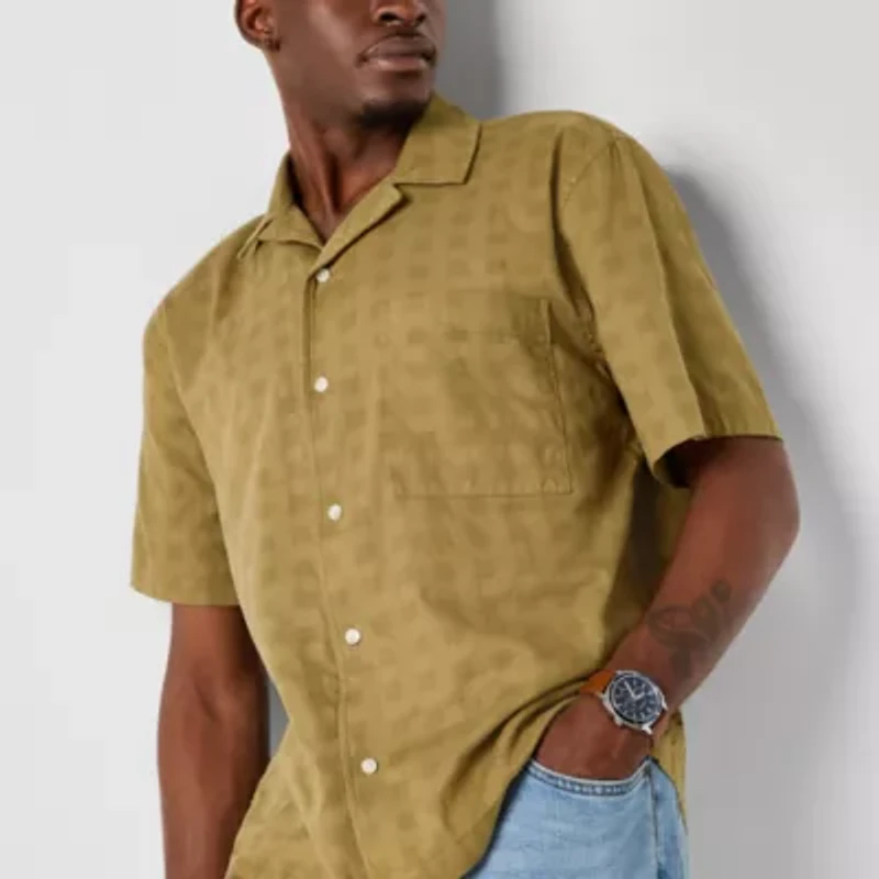 mutual weave Mens Easy-on + Easy-off Short Sleeve Adaptive Camp Shirt