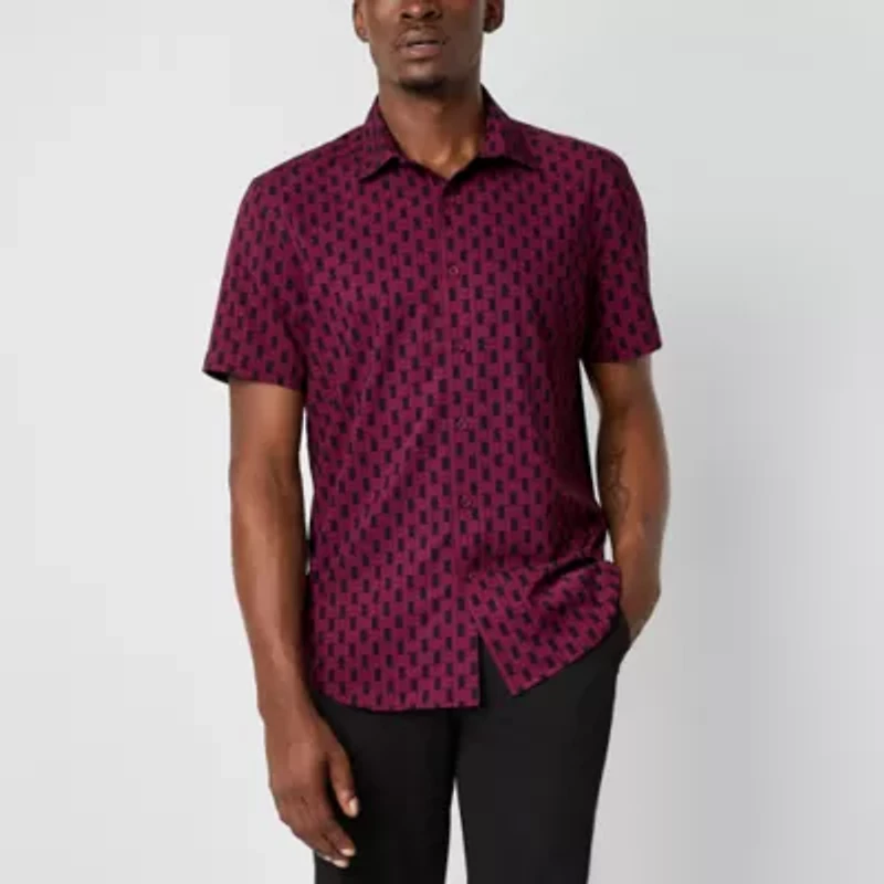 Stylus Mens Short Sleeve Regular Fit Button-Down Shirt