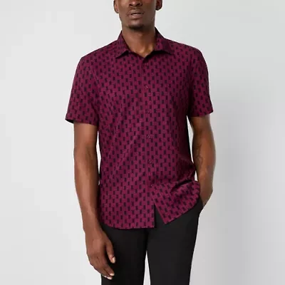 Stylus Mens Short Sleeve Regular Fit Button-Down Shirt