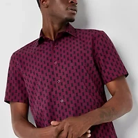 Stylus Mens Short Sleeve Regular Fit Button-Down Shirt