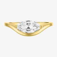 Womens Lab Created White Sapphire 14K Gold Over Silver Marquise Solitaire Cocktail Ring