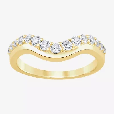 I / Si2) Womens 1/2 CT. T.W. Lab Grown White Diamond 10K Gold Round Wedding Ring Enhancer