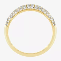 (I / Si2) Womens 1/2 CT. T.W. Lab Grown White Diamond 10K Gold Round Wedding Ring Enhancer