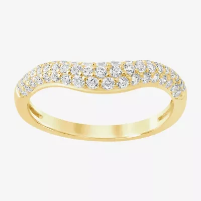 (I / Si2) Womens 1/2 CT. T.W. Lab Grown White Diamond 10K Gold Round Wedding Ring Enhancer
