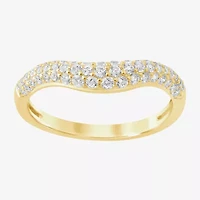 (I / Si2) Womens 1/2 CT. T.W. Lab Grown White Diamond 10K Gold Round Wedding Ring Enhancer