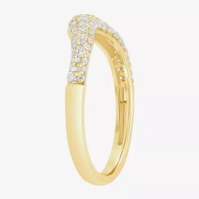 (I / Si2) Womens 1/2 CT. T.W. Lab Grown White Diamond 10K Gold Round Wedding Ring Enhancer