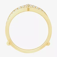 (I / Si2) Womens 1/2 CT. T.W. Lab Grown White Diamond 10K Gold Round Wedding Ring Guard