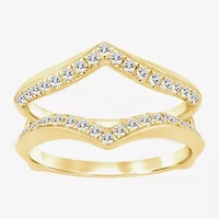 (I / Si2) Womens 1/2 CT. T.W. Lab Grown White Diamond 10K Gold Round Wedding Ring Guard