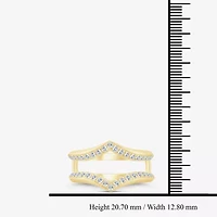 (I / Si2) Womens 1/2 CT. T.W. Lab Grown White Diamond 10K Gold Round Wedding Ring Guard