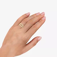 (I / Si2) Womens 1/2 CT. T.W. Lab Grown White Diamond 10K Gold Round Wedding Ring Guard