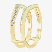 (I / Si2) Womens 1/2 CT. T.W. Lab Grown White Diamond 10K Gold Round Wedding Ring Guard