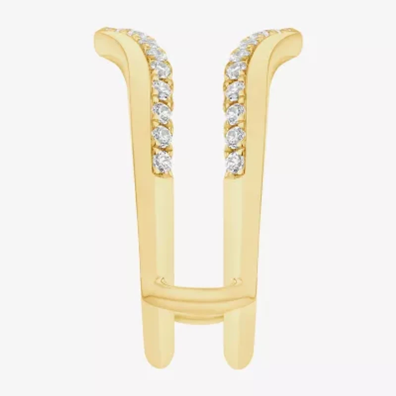 (I / Si2) Womens 1/2 CT. T.W. Lab Grown White Diamond 10K Gold Round Wedding Ring Guard