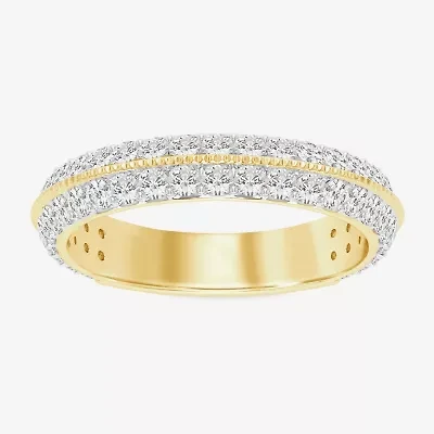 (I / Si2) Womens 3MM 1 CT. T.W. Lab Grown White Diamond 10K Gold Round Wedding Band
