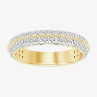 (I / Si2) Womens 3MM 1 CT. T.W. Lab Grown White Diamond 10K Gold Round Wedding Band