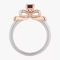 Enchanted Disney Fine Jewelry Snow White(I,I2) Womens 3/4 CT. T.W. Genuine Red Garnet 14K Rose Gold Over Silver Sterling Oval White Cocktail Ring