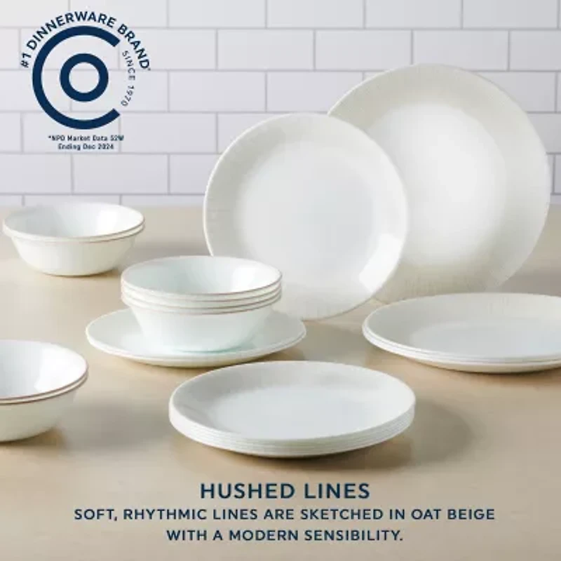 Corelle Hushed Lines 12-pc. Glass Dinnerware Set