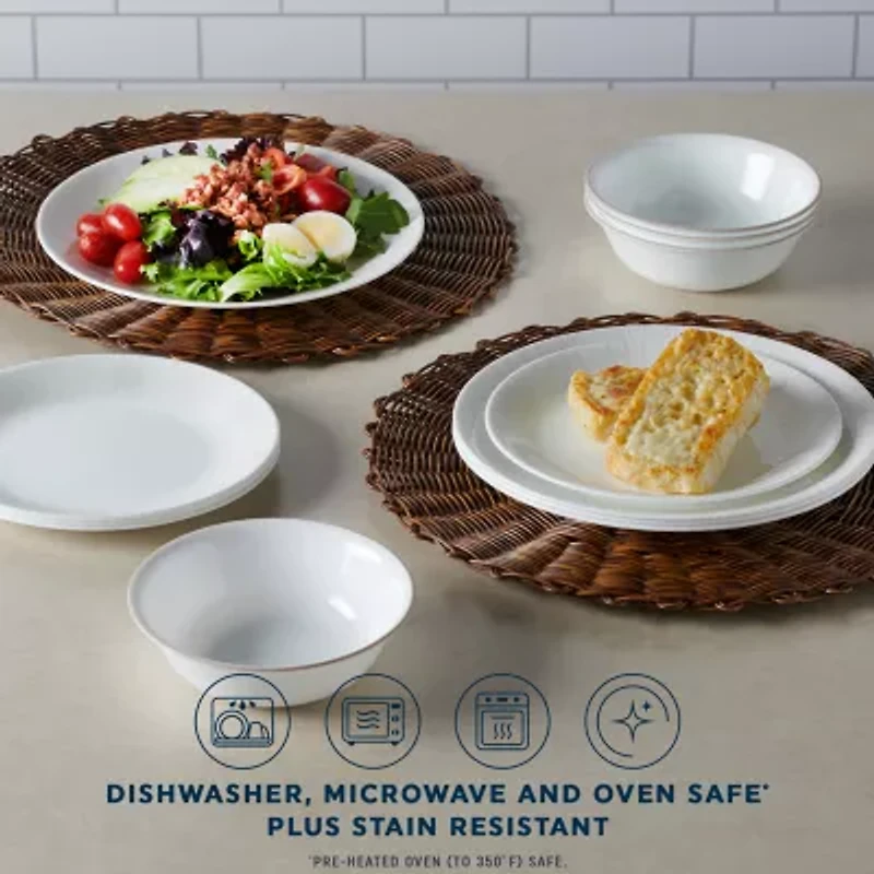 Corelle Hushed Lines 12-pc. Glass Dinnerware Set