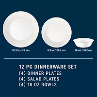Corelle Hushed Lines 12-pc. Glass Dinnerware Set