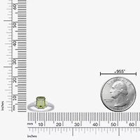 Genuine Peridot and Diamond-Accent 10K White Gold Ring