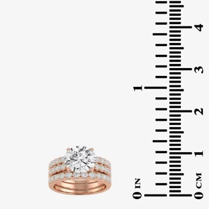 Signature By Modern Bride (H-I / Si1-Si2) Womens 5 CT. T.W. Lab Grown White Diamond 14K Gold Round Bridal Set