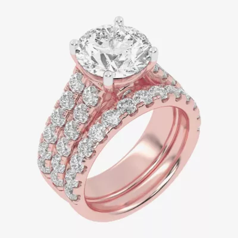 Signature By Modern Bride (H-I / Si1-Si2) Womens 5 CT. T.W. Lab Grown White Diamond 14K Gold Round Bridal Set