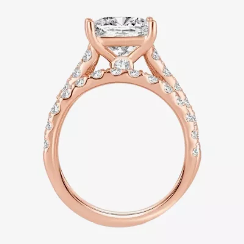 (H-I / SI1-SI2) Signature By Modern Bride Womens 5 CT. T.W. Lab Grown White Diamond 14K Gold Princess Bridal Set