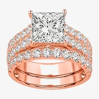 (H-I / SI1-SI2) Signature By Modern Bride Womens 5 CT. T.W. Lab Grown White Diamond 14K Gold Princess Bridal Set
