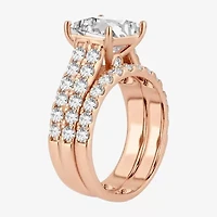 (H-I / SI1-SI2) Signature By Modern Bride Womens 5 CT. T.W. Lab Grown White Diamond 14K Gold Princess Bridal Set