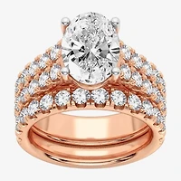 (H-I / SI1-SI2) Signature By Modern Bride Womens 5 CT. T.W. Lab Grown White Diamond 14K Gold Oval Bridal Set